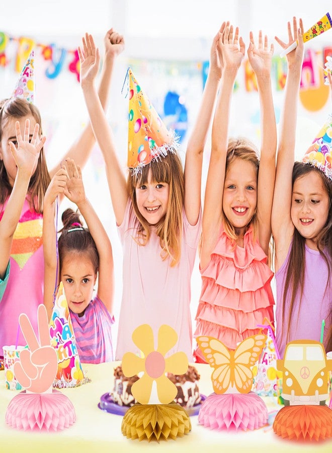 A1diee 9Pcs Groovy Hippie Boho Party Honeycomb Centerpieces Retro Boho Rainbow Daisy Flower Butterfly Peace Theme Table Topper Birthday Party Decoration for Girls Teens Baby Shower Photo Booth Props - Image 5